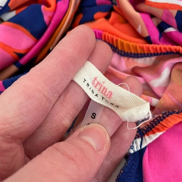 TRINA TRINA TURK Ocean Floral Matte Jersey Tie Back Dress Orange Pink Mini Party - Picture 6 of 14